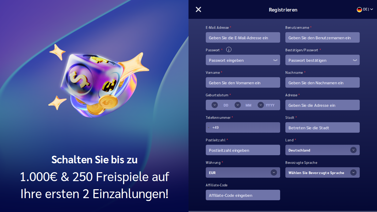 Registrierung und Anmeldung